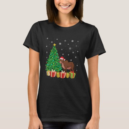 Cow Xmas Tree Lighting Santa Hat Cow Christmas T-Shirt
