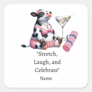Cow Yoga Bachelorette Party Square Sticker