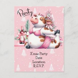 Cow Yoga Pink Christmas Decoration Postcard