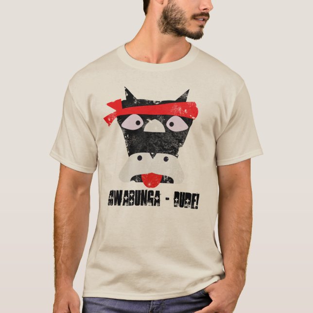 Cowabunga Dude Grunge Workout Ninja Cow T-Shirt (Front)