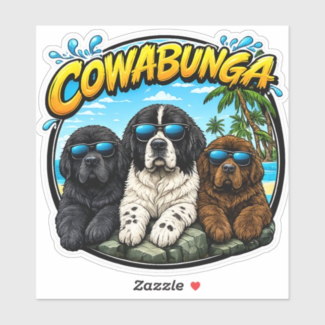 Cowabunga Newfies  Sticker (Sheet)