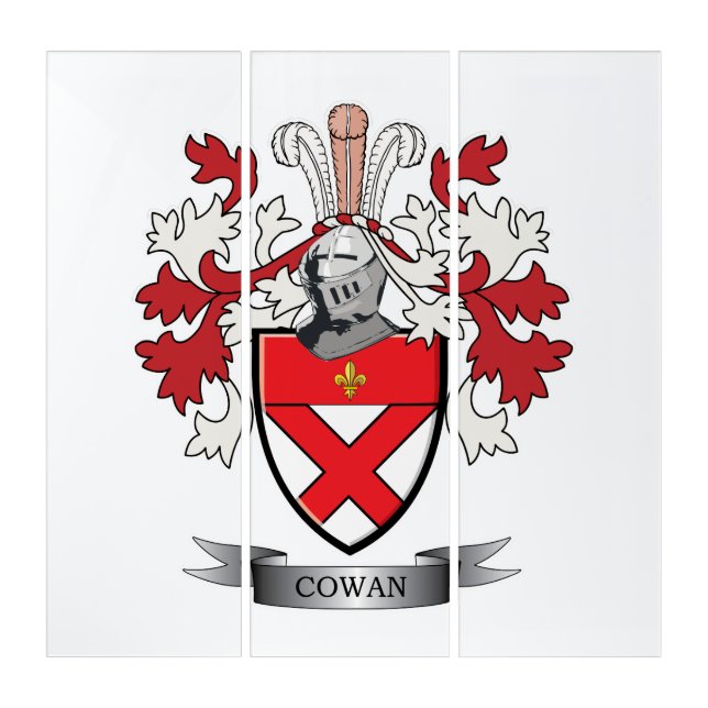 Cowan Family Crest Coat of Arms Triptych (Front)