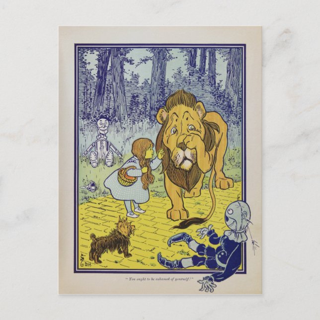 Cowardly Lion Wizard of Oz Book Page Postcard (Front)