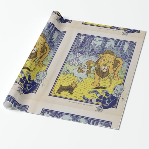 Cowardly Lion Wizard of Oz Book Page Wrapping Paper