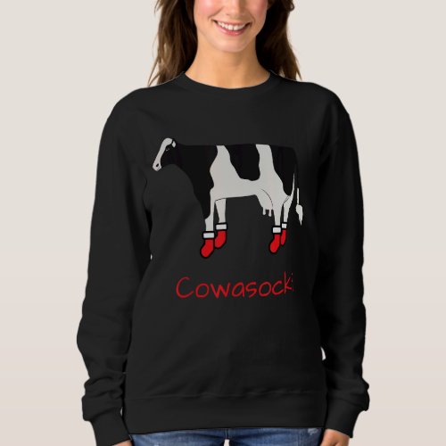 Cowasocki  Cow Wearing Red And White Socks Sweatshirt