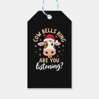 Cowbells Ring Are You Listening, Funny Cow Christm Gift Tags