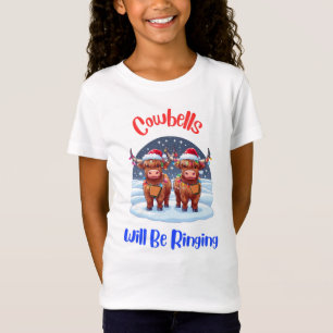 Cowbells Will Be Ringing Christmas Highland Cows T-Shirt
