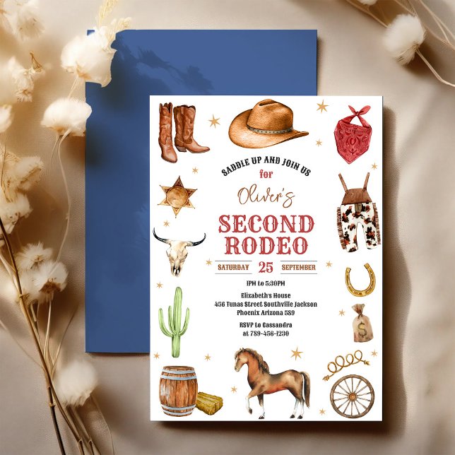 Cowbow Second Rodeo Wild West 2nd Birthday Invitation (Creator Uploaded)