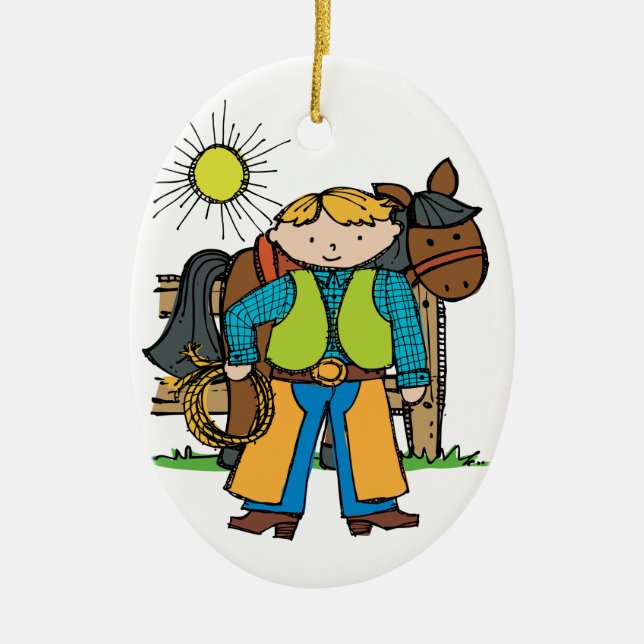 Cowboy2 Ceramic Ornament (Front)