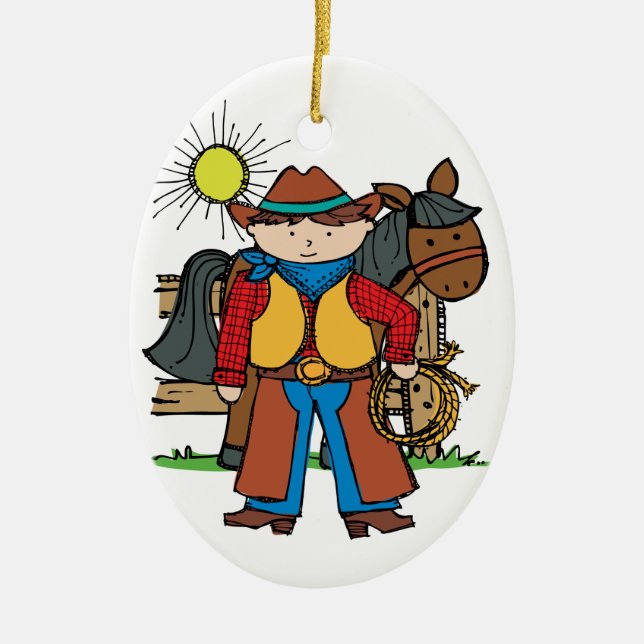 Cowboy3 Ceramic Ornament (Front)