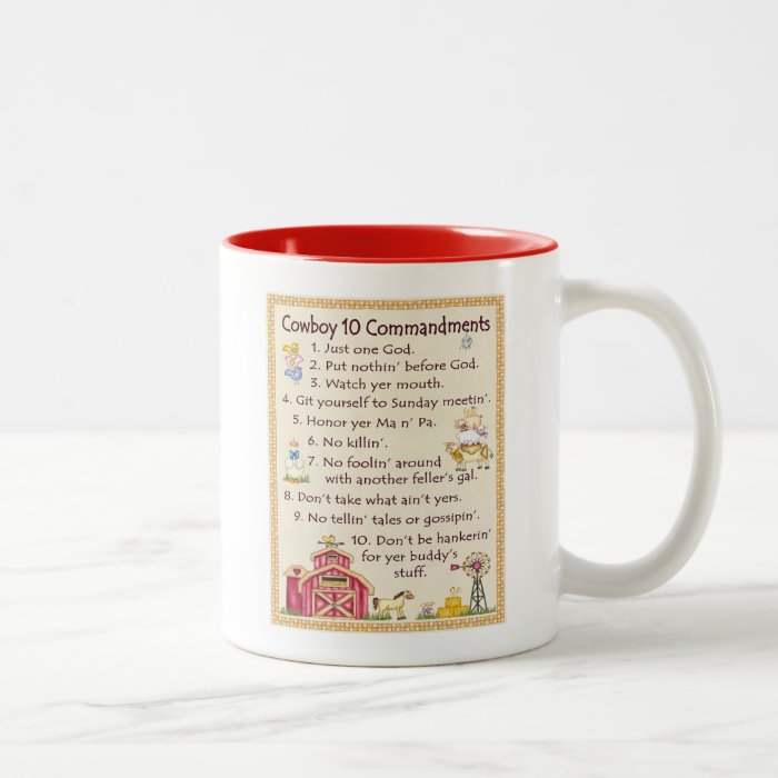 Cowboy 10 Commandments   Farm Fun Coffee Mugs