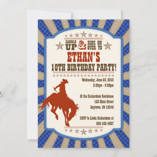 Cowboy 10th Birthday Party Invitation