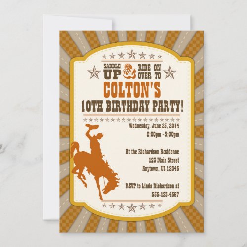 Cowboy 10th Birthday Party Invitation