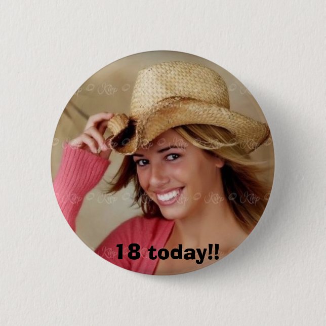 cowboy,  18 today!! button (Front)