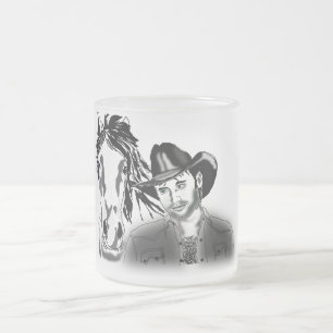 Cowboy 1 frosted glass coffee mug