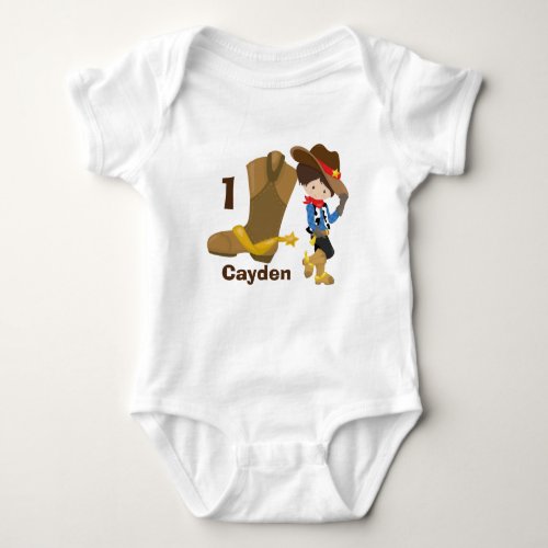 Cowboy 1st Birthday Cute Custom Rodeo Themed Baby Bodysuit