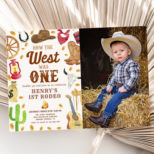 Cowboy 1st Birthday How The West Was One Photo Invitation