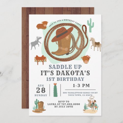 Cowboy 1st Birthday Invitation