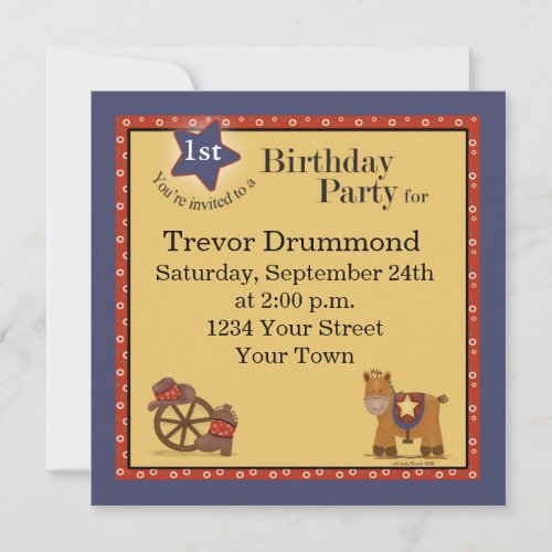 Cowboy 1st Birthday Invitation