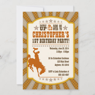 Cowboy 1st Birthday Party Invitation
