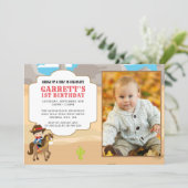 Cowboy 1st Birthday Photo Party Invitation (Standing Front)