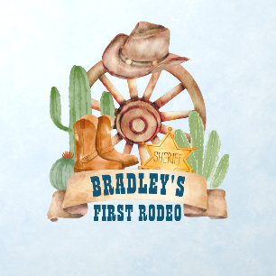 Cowboy 1st rodeo horses farm party wall backdrop decal 