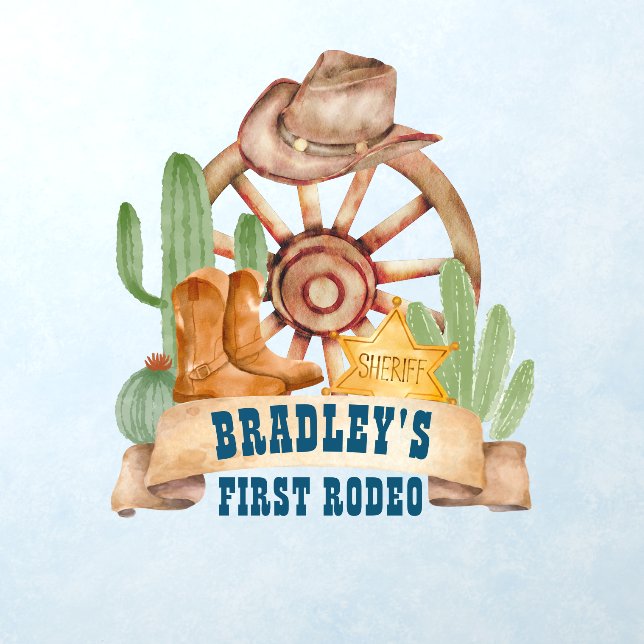 Cowboy 1st rodeo horses farm party wall backdrop wall decal  (Insitu 1)