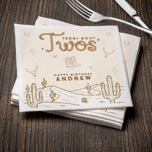 Cowboy 2nd Birthday Party Terri-Boot Twos Western Napkins
