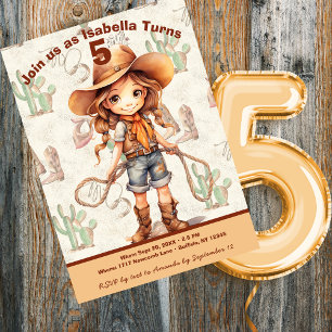 Cowboy 5th Birthday Bash Invitation