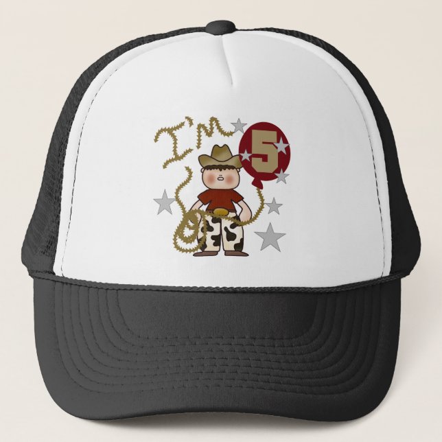 Cowboy 5th Birthday T-shirts and Gifts Trucker Hat (Front)