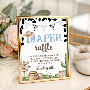 Cowboy 8x10 Diaper Raffle Table Sign
