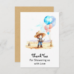 Cowboy Adventure Baby Boy's Wild West Shower Thank You Card