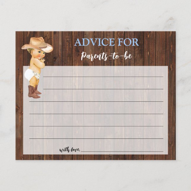 Cowboy Advice for Mom & Dad Baby Shower Card Flyer (Front)