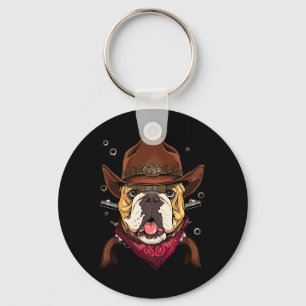 Cowboy American Bulldog Country Music Rodeo Howdy Keychain
