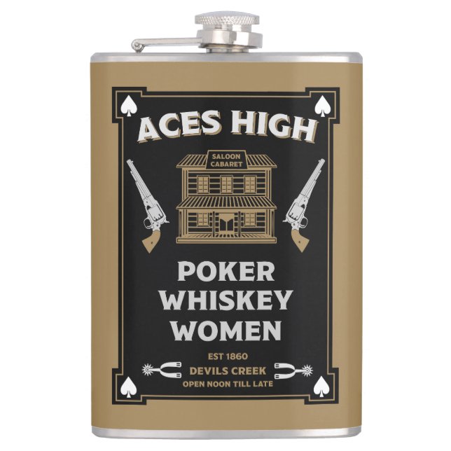 Cowboy American Frontier Saloon Flask (Front)