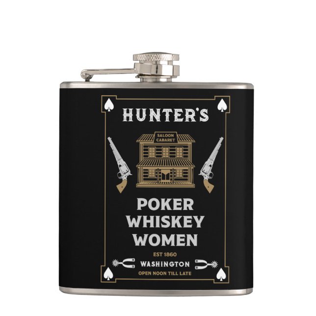 Cowboy American Frontier Saloon Flask (Front)