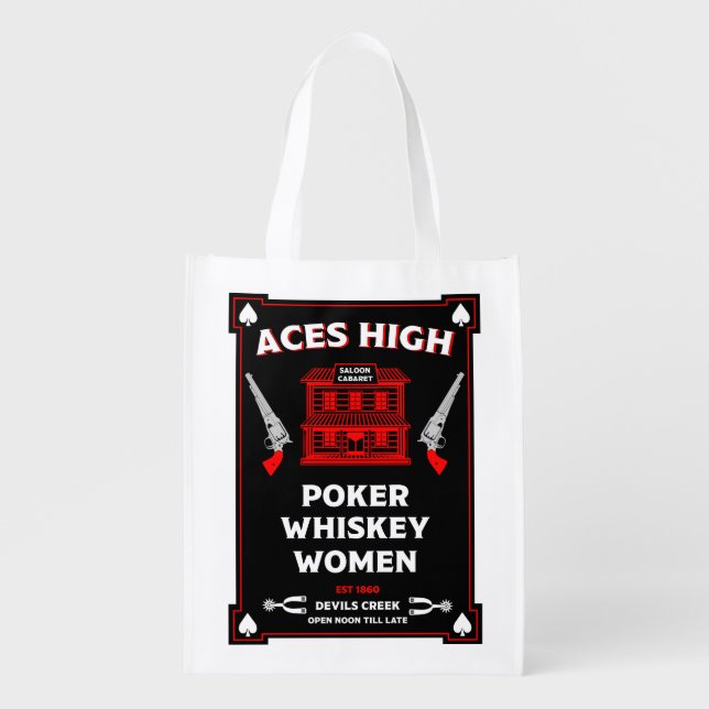 Cowboy American Frontier Saloon Grocery Bag (Front)
