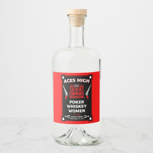 Cowboy American Frontier Saloon Liquor Bottle Label (Front)