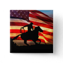 Cowboy and American Flag Flair Button