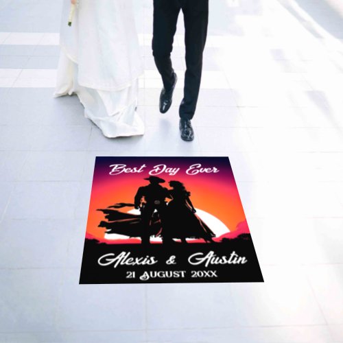 Cowboy and Bride at Sundown Wedding  Floor Decals