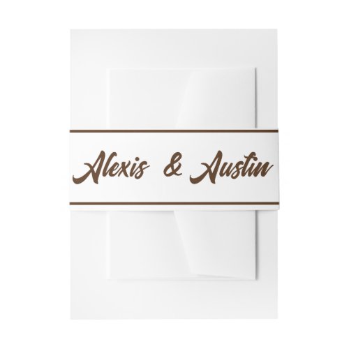 Cowboy  and Bride Western Style Wedding Brown Invitation Belly Band