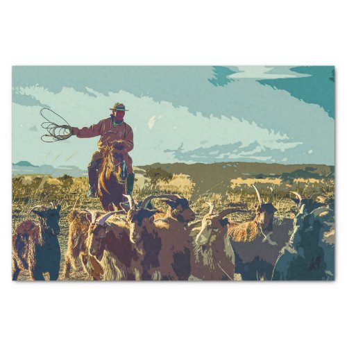Cowboy and Cattle Decoupage Tissue Paper
