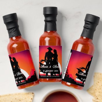 Cowboy And Cowgirl At Sundown  Hot Sauces by DakotaInspired at Zazzle