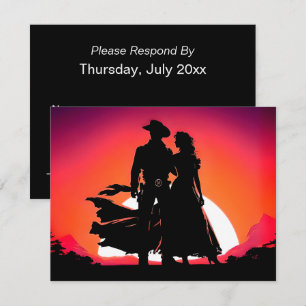 Cowboy and Cowgirl at Sundown  RSVP Card
