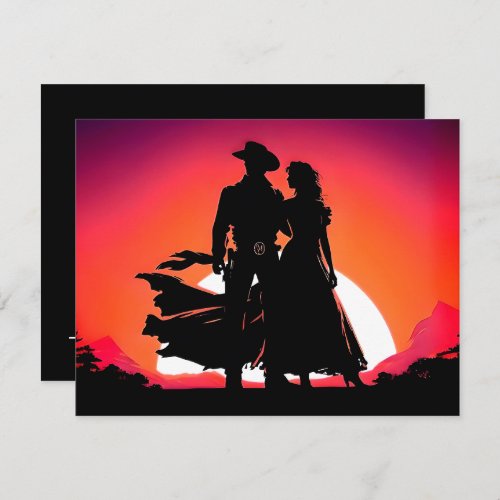 Cowboy and Cowgirl at Sundown  RSVP Card