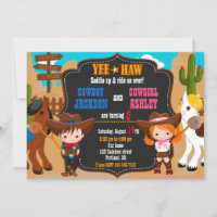 Cowboy and Cowgirl birthday invitation Wild west