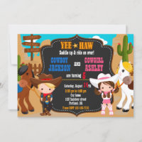 Cowboy and Cowgirl birthday invitation Wild west