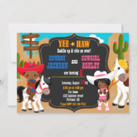 Cowboy and Cowgirl birthday invitation Wild west