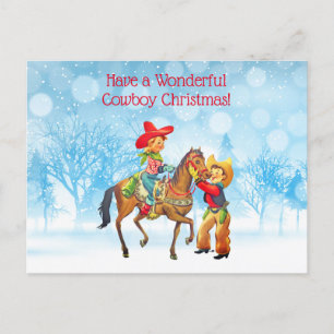 Cowboy and Cowgirl Christmas Postcard