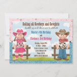 Cowboy And Cowgirl Joint Sibling Birthday Party Invitation at Zazzle